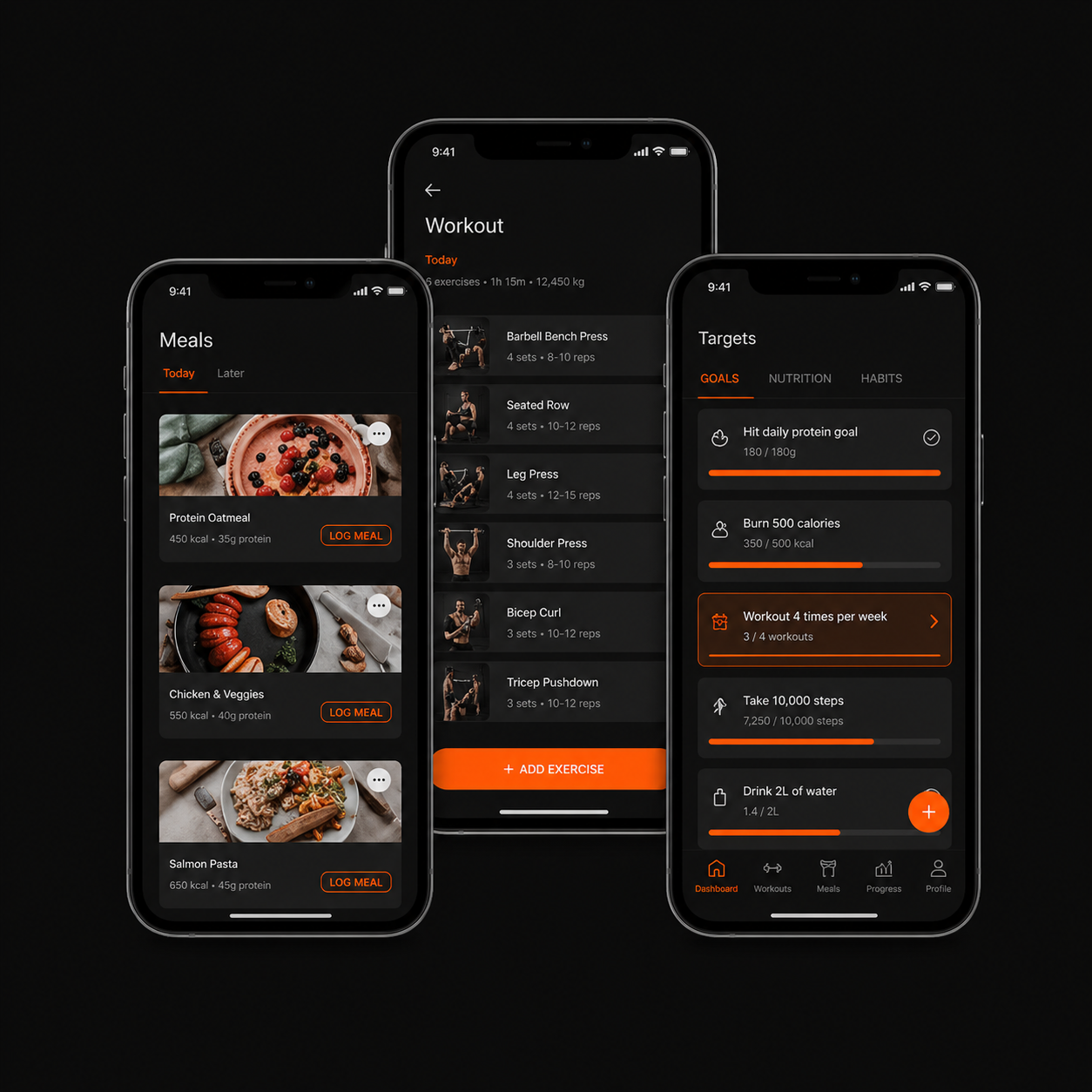 App overview — 3 phone mockup